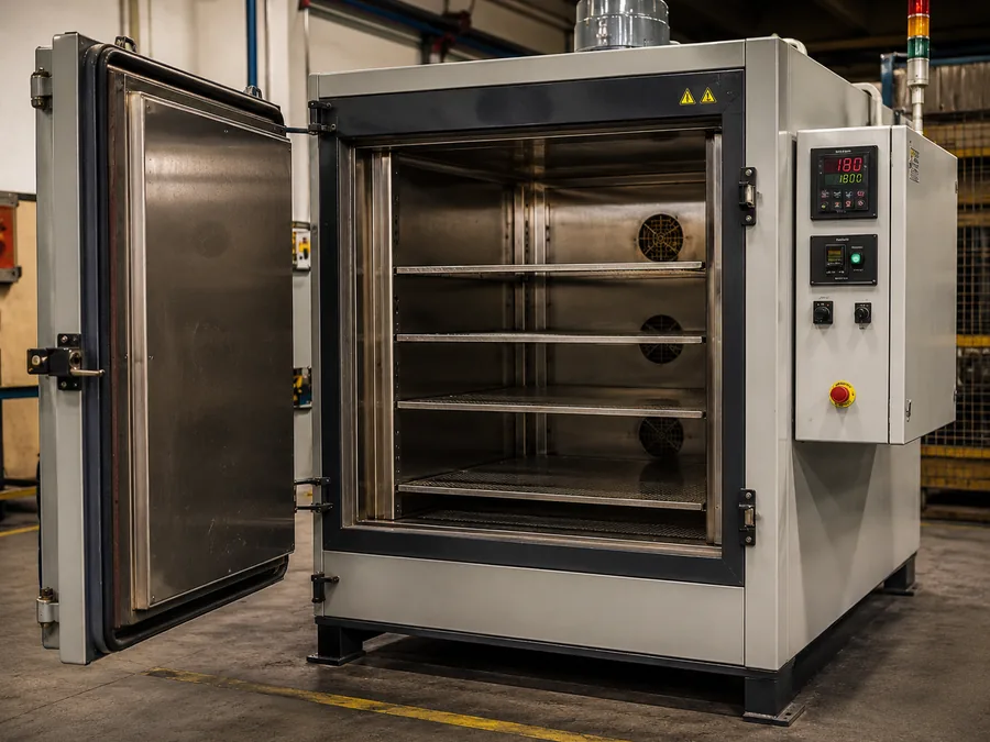 Desidrogenização — Estufa com controle de temperatura para alívio de hidrogênio, tratamento realizado pela Artec Galvanotécnica